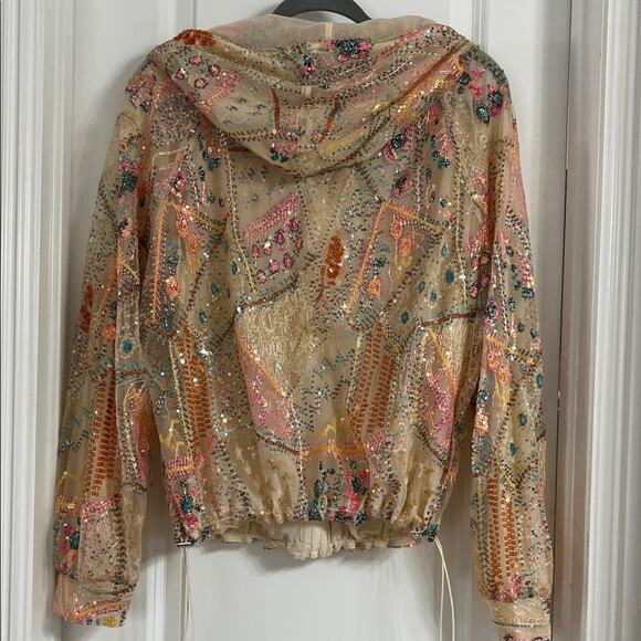 DAVI & DANI Multicolor Embroidered Mesh Zip Up Bomber Jacket - Picture 8 of 9